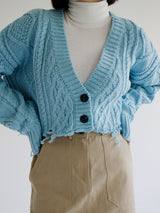 ダメージクロップニットカーディガン/Damage Crop Knit Cardigan (3color)