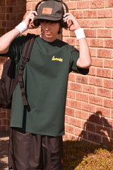 テニスボールクルーネックダークグリーンユニセックスTシャツ / Tennis ball crew neck dark green Unisex T-shirt