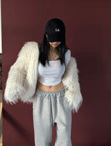 ディープUネックナッピングクロップドTシャツ