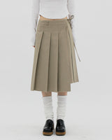 プリーツストリングラップスカート / Pleated string wrap skirt (2color)