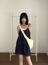 Denim Stitch V-Neck Bustier Sleeveless