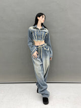 ジェンダメージクロップデニムジャケット/[High quality] 791. Jen damage crop denim jk