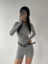 ツーピースリブスリムパンツ (Belt included)