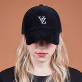 3D Monogram pigment Washing Corduroy Over Fit Ball Cap Black