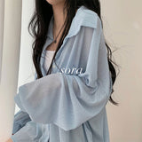 [The lowest price alone!]![Adding color] オーサム! ソフトフィットシースルーカラーロングシャツ