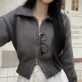 [BELLIDE MADE] Solid Standard Semi-Crop Knit Zip-Up