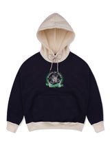 [起毛]Women's Crop Le Lis Bay Leaf Two-Tone Heavy Lee Hoodie Navy Cream(FCD3TS716W)