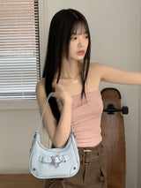 パレンプリーツセミクロップバンディングチューブトップ / Paren Pleated Semi-Crop Banding Tube Top