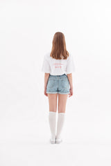 エンジェルプリントワイド半袖Tシャツ ホワイト / angel print wide short sleeve t-shirt white (4470395109494)
