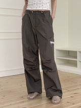 ジッパーナイロングロッシー２ウェイロングワイドジョガーパンツ/Galz Zipper Nylon Glossy Two-Way Long Wide Jogger Pants