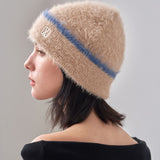 VA Square Stud Hairy Beanie / Beige
