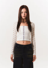 lace bolero hook top - ivory