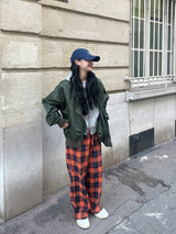 Praha deep color check pants