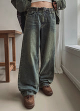 デインザーウォッシングワイドデニムパンツ