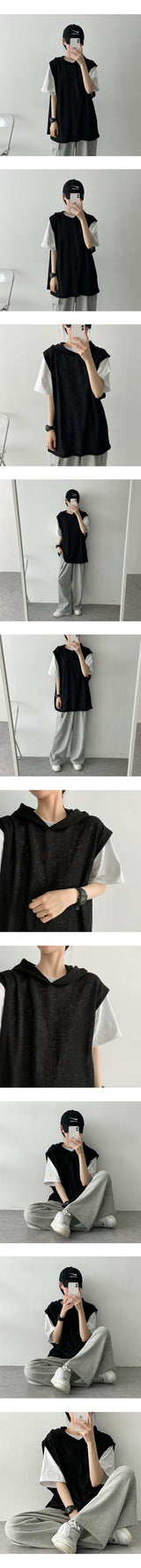 バーギーリネンボキシーフードベスト / Burgy Linen Boxy Hood Vest