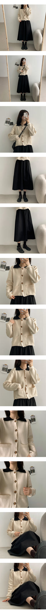 フォーミンカラーリングポケットニットカーディガン/Fomin Collar Coloring Pocket Knit Cardigan
