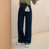 [Four-season item!] straight wide denim pants