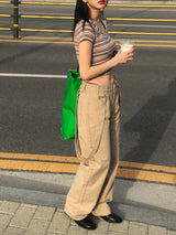 オーバーオールスタイルコットンパンツ