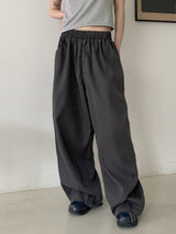 ロモンデイリーバンディングストリングコットンロングワイドパンツ / Romon Daily Banding String Cotton Long Wide Pants