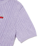SMALL CHERRY CABLE CROP SHORT SLEEVE KNIT [LAVENDER]
