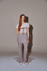 Ribbon Skirt Pants Set Gray