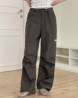 ジッパーナイロングロッシー２ウェイロングワイドジョガーパンツ/Galz Zipper Nylon Glossy Two-Way Long Wide Jogger Pants