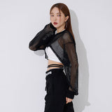 メッシュクロスクロップスウェットシャツ/TOP(9368) Mesh Cross Crop Sweatshirt
