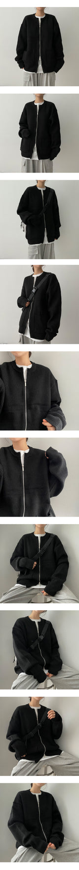 パッドツーウェイラウンドニットジップアップ / Pad Two-Way Round Knit Zip-Up
