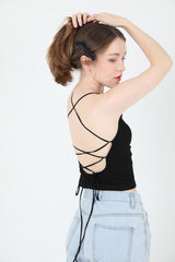 バックスリットクロップスリーブレス / Back Slit Crop Sleeveless Black