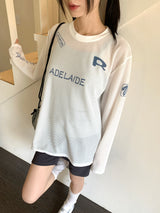 Dimu Air Mesh Blockcore Print Long Sleeve T-Shirt