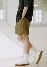 ユニセックスカフハーフパンツ/unisex cuff half pants beige