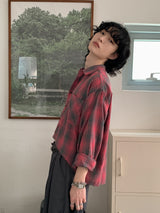 ポニーチェッカーカットクロップシャツ (2 color)