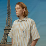 Dolphin embroidery stripe short sleeve shirts (6549347205238)