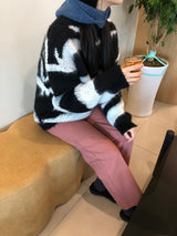 プリントウェーブモヘアニット