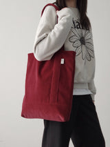 コーデュロイシンプルラインバッグ (autumn red)