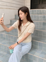 Pocket Knit Short Sleeve Cardigan (4color)