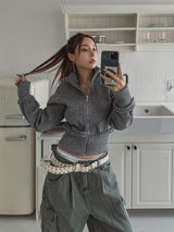 カットラグランハイネックニットカーディガン