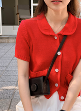 Pocket Knit Short Sleeve Cardigan (4color)