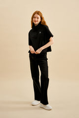 モノチェリーウーブンハーフプルオーバー／MONO CHERRY WOVEN HALF PULLOVER [BLACK]