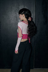 string circle crop top - pink