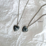 グレーマーブルハートネックレス / Gray marble heart necklace