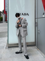 [ASCLO MADE] Linen Check Set Up Slacks (6562351906934)