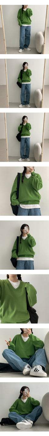 オリーブEネックニットウェア / Olive E-Neck Knitwear