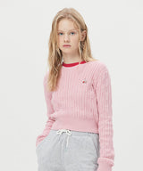 スモールチェリークロップニット / SMALL CHERRY CABLE CROP KNIT [PINK]