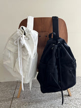 パオンツーポケットストリングキャンバスコットンバックパック / Paon Two-Pocket String Canvas Cotton Backpack