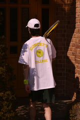 テニスボールクルーネックホワイトユニセックスTシャツ / Tennis ball crew neck white Unisex T-shirt