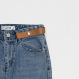 レザーベルトポイントストレートフィットデニムパンツ/BILLLIE SUHYEON LEATHER BELT POINT STAIGHT FIT LIGHT BLUE DENIM [16629]