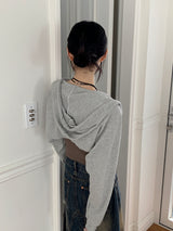 Lots Snap Button Waffle Layered Hooded Bolero