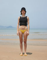 フィッシュネット スクエアネック ニット タンクトップ / FISHNET SQUARE NECK KNIT TANK TOP BLACK