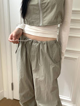 Tabe shirring jogger nylon pants set-up